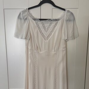 Réformation Domini Elegant Cream Lace Trim Dress